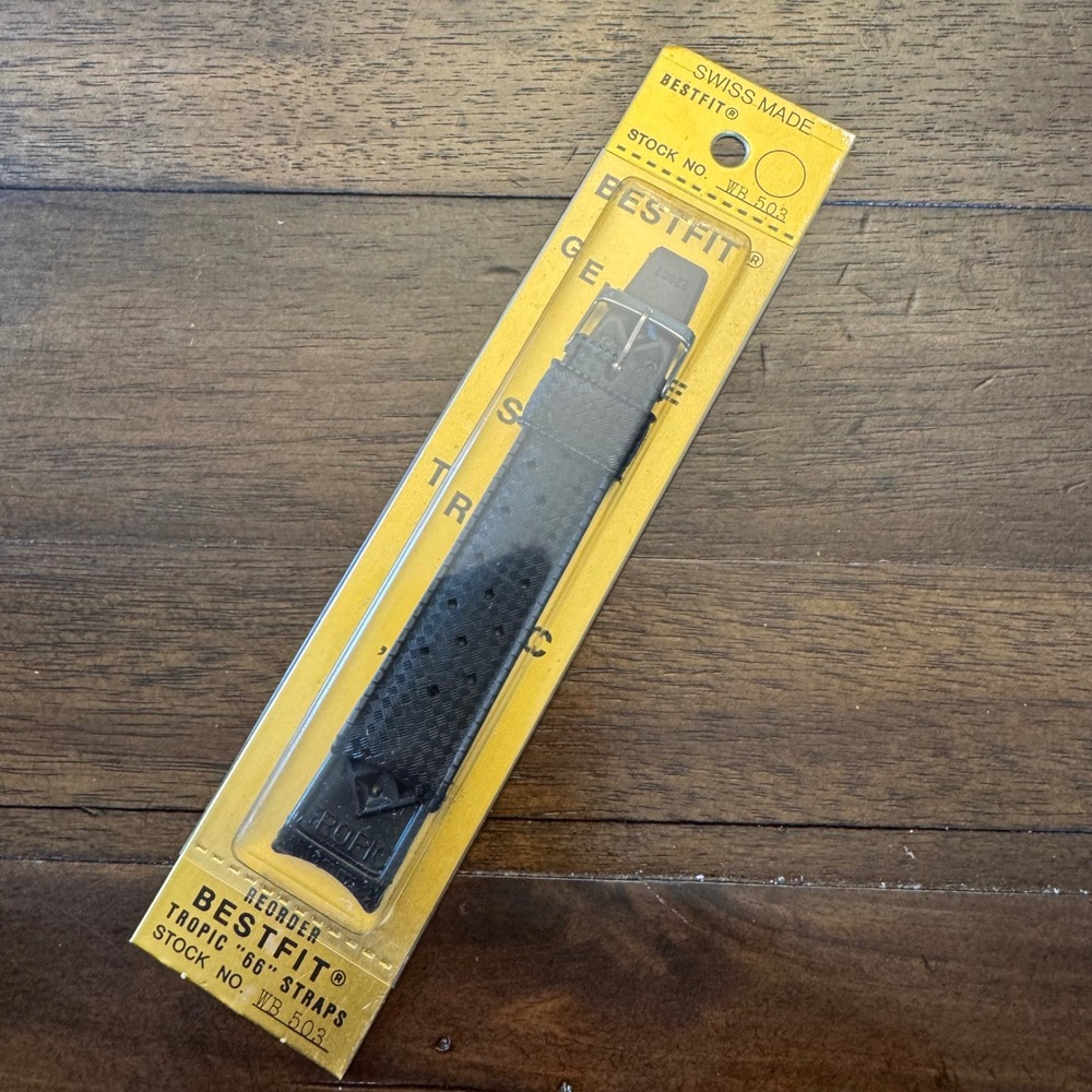 Bestfit Tropic 66 Watch Strap 18mm Black Curved End Swiss Made WB 503 NOS